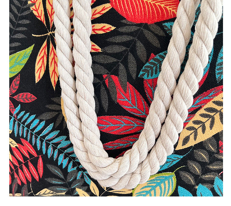Women's Summer Beach Tote, Printed Canvas Shopping Bag