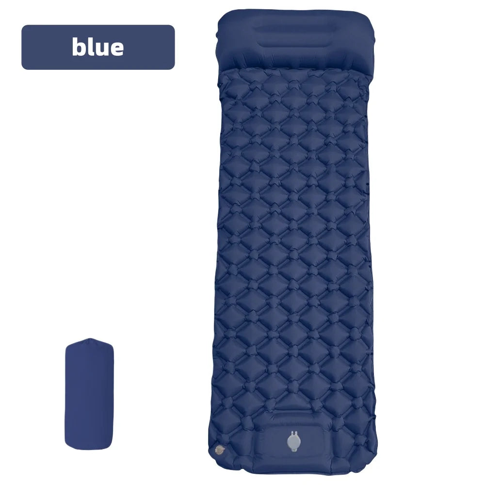 Outdoor inflatable mattress for camping, foot-activated moisture-proof sleeping pad, portable vehicle-mounted inflatable pad