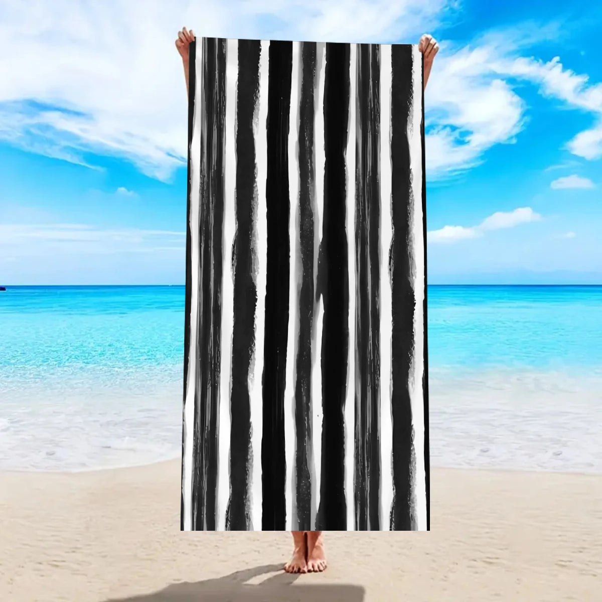 Fashionable Colorful Striped Beach Towel, Quick Drying Absorbent