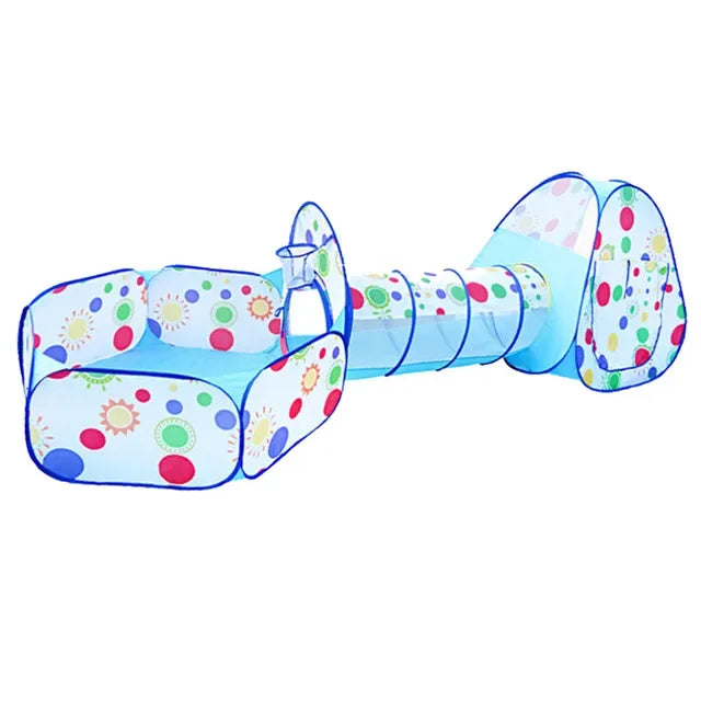 Small Children Foldable Tent with Tunnel and Balls Pit, Baby Play House