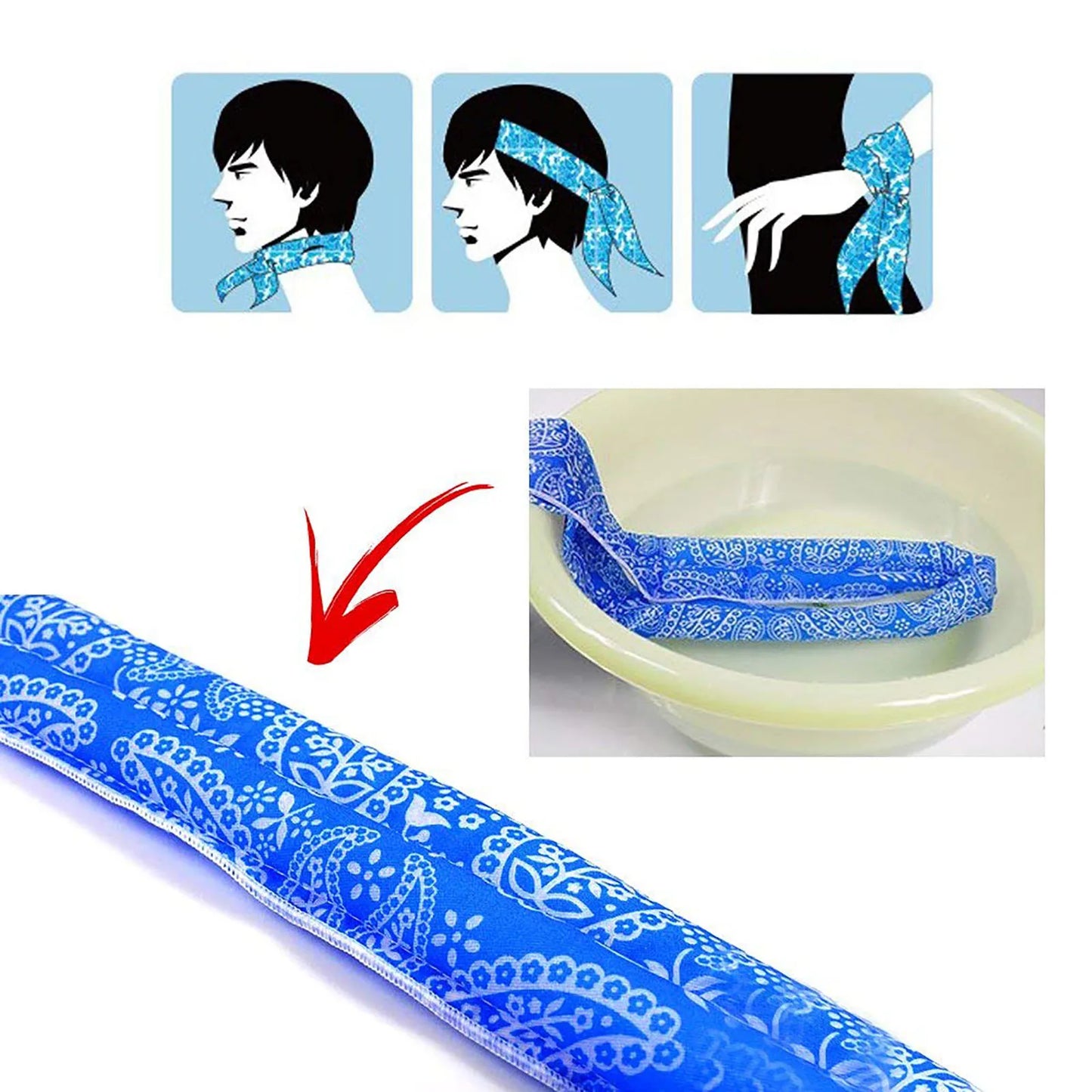 5 PCS Cooling Bandana Scarf, Reusable Chill Ice Sports Towel Wristband