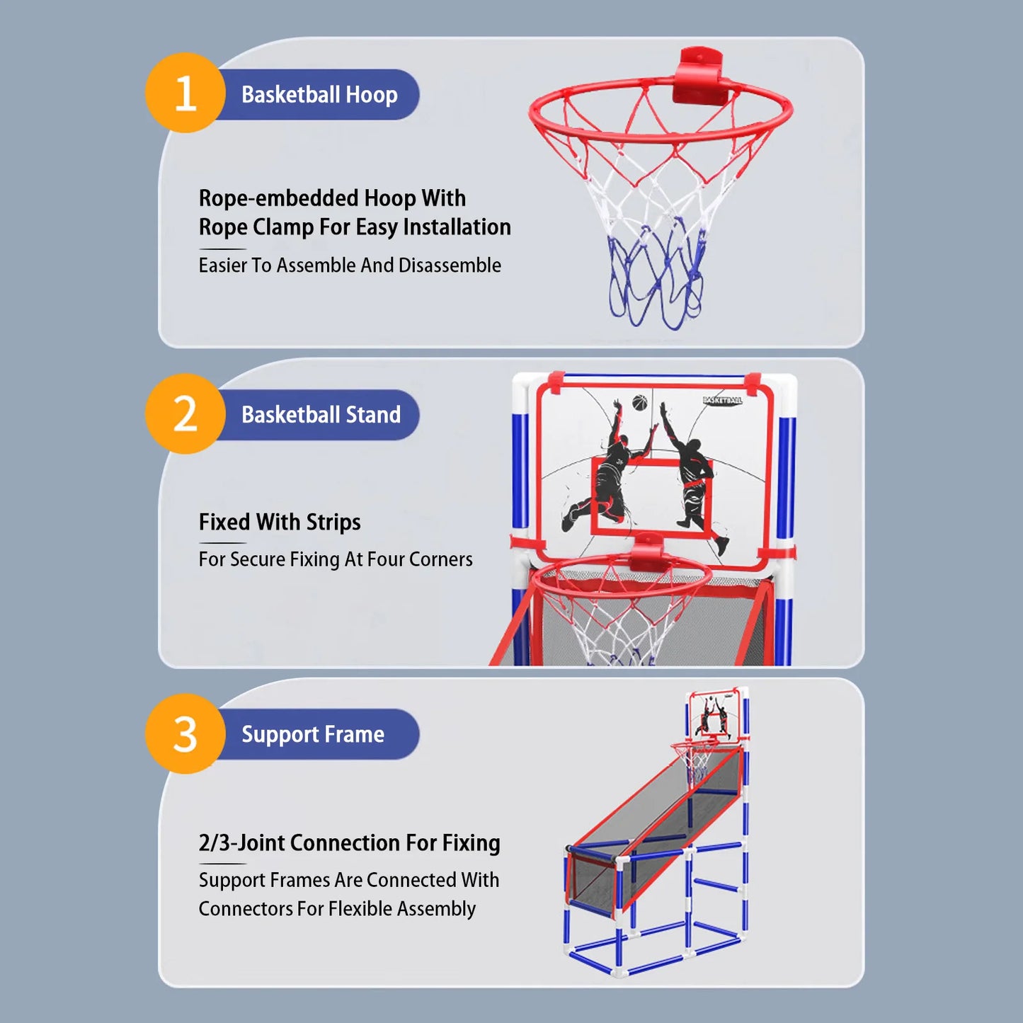 Kids Basketball Hoop, with 4 Balls, 140cm Height, Basketball Training Equipment