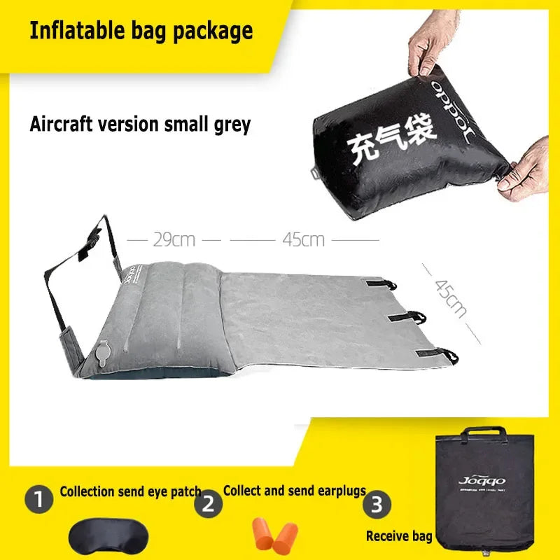 Adjustable Travel Pillow, with Inflatable Seat Cover, Foot Resting Pillow When Traveling by Train, Bus & Plane