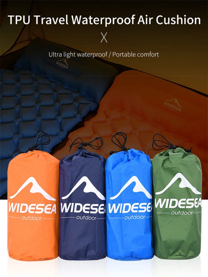 Widesea Camping Sleeping Pad Inflatable Air Mattresses Outdoor Mat Furniture Bed Ultralight Cushion Pillow Hiking Trekking