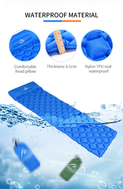 Widesea Camping Sleeping Pad Inflatable Air Mattresses Outdoor Mat Furniture Bed Ultralight Cushion Pillow Hiking Trekking