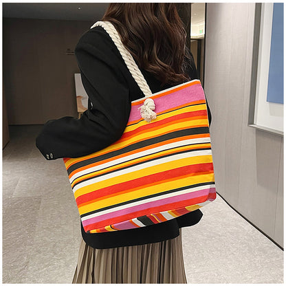 Women's Summer Beach Tote, Printed Canvas Shopping Bag