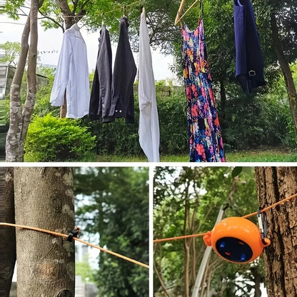 Outdoor Retractable Clothesline Adjustable 32ft/10M Camping Clothesline Portable Clothes Drying Rack Windproof Washing Line Rope