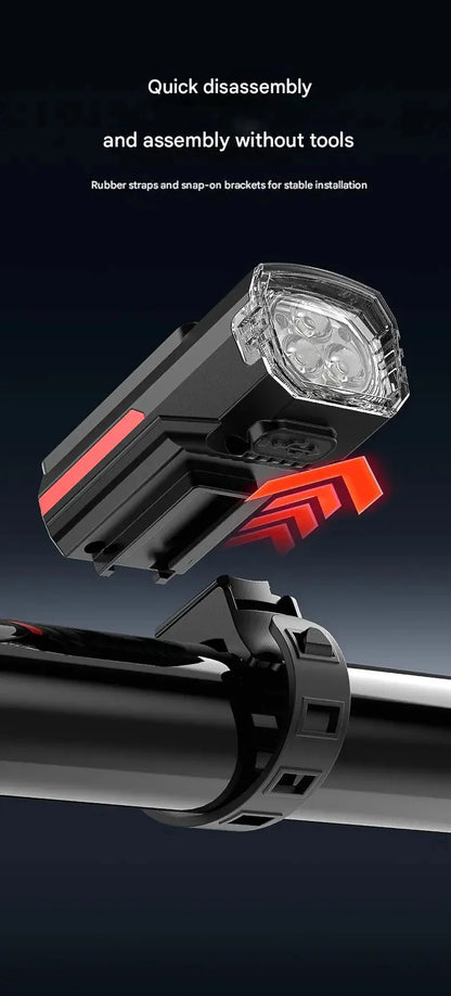 Solar Charging Bicycle Front Light, Wide-Angle 3 LED Headlight MTB Road Bike Flashlight Easy to Install