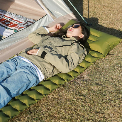 Outdoor camping air mattress Thickened ultra-light sleeping mattress Built-in pillows and pump air cushions for travel climbing