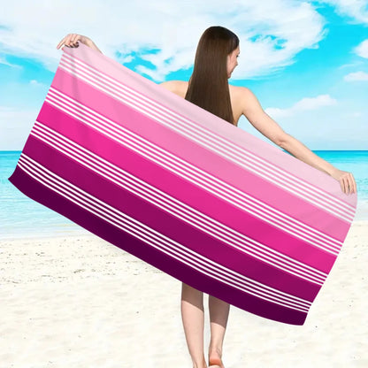 Fashionable Colorful Striped Beach Towel, Quick Drying Absorbent