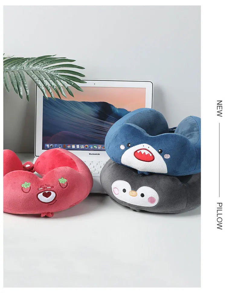 Soft, Fluffy U Shape Travel Neck Pillow, For Airplane, Train, Car & Home Use