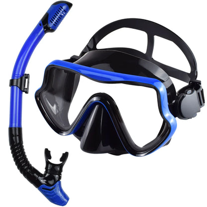 Scuba Diving Mask, Snorkel Set For Adults, Tempered Glass Professional Panoramic Snorkeling Gear, Swimming & Snorkeling Training Set