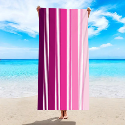 Fashionable Colorful Striped Beach Towel, Quick Drying Absorbent