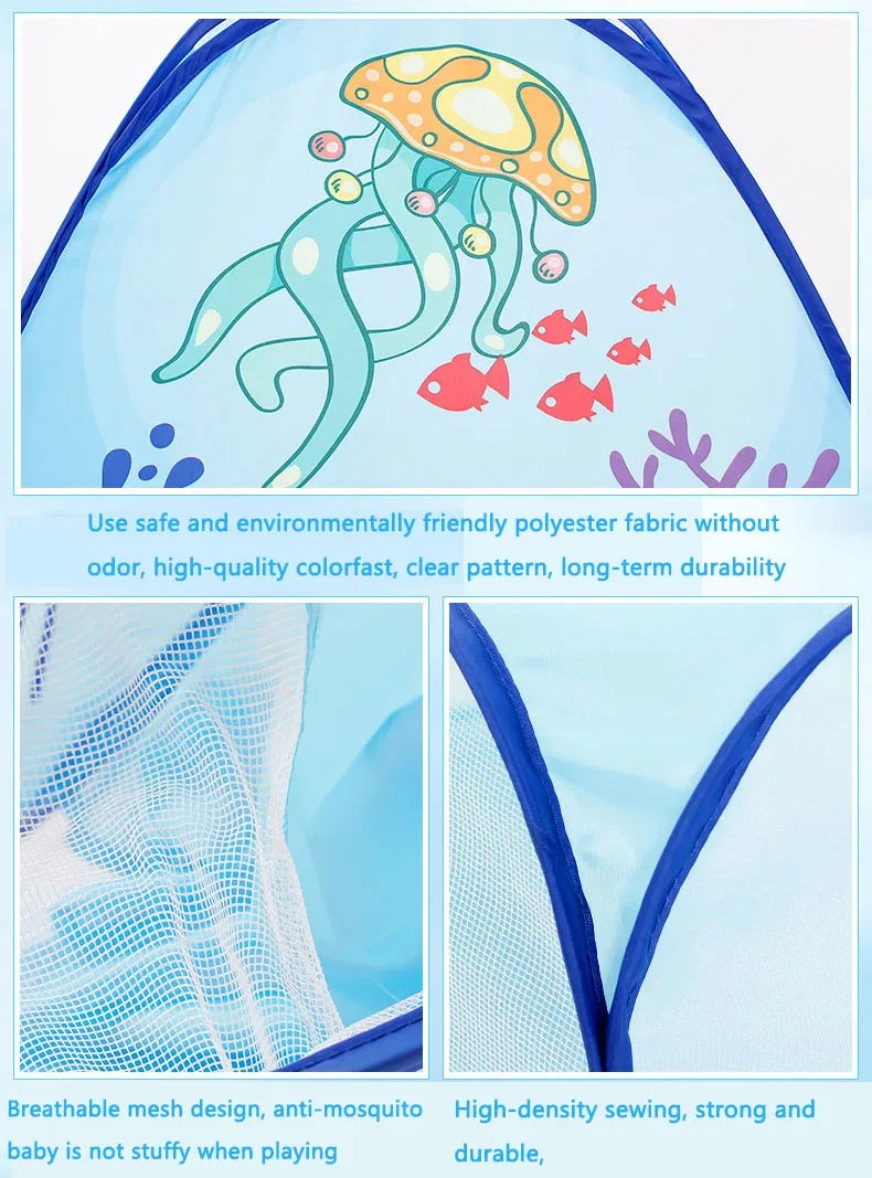 Small Children Foldable Tent with Tunnel and Balls Pit, Baby Play House