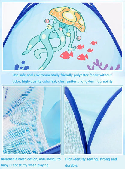 Small Children Foldable Tent with Tunnel and Balls Pit, Baby Play House