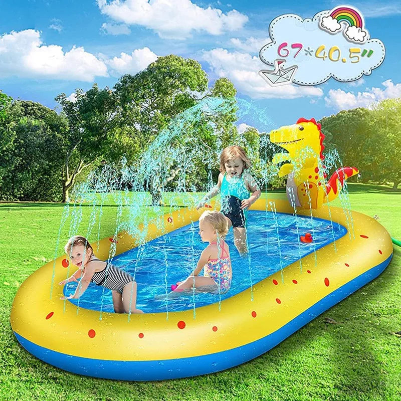 1.7m Inflatable Swimming Pool, Dinosaur Shape, PVC  Material, Outdoor Bath Lawn, Water Toy Inflatable Fountain