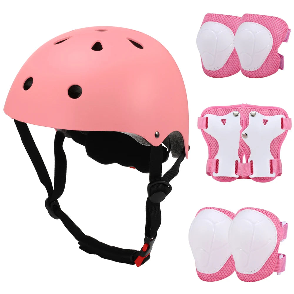 Kids 7 in 1, Helmet and Pads Set, Adjustable, Knee Pads Elbow Pads Wrist Guards for Scooter, Skateboard, Roller Skating, Cycling