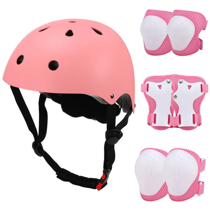 Kids 7 in 1, Helmet and Pads Set, Adjustable, Knee Pads Elbow Pads Wrist Guards for Scooter, Skateboard, Roller Skating, Cycling