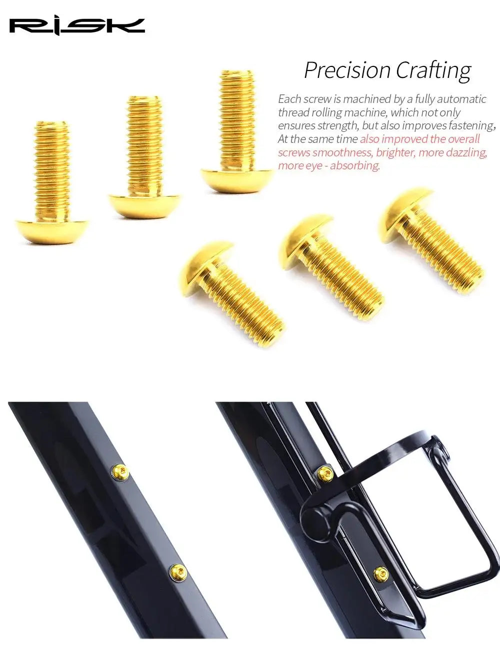 M5x12mm Titanium Alloy Bike Bottle Holder Screw Bicycle Water Bottle Cage Bolts Mountain Road Bike Accessories