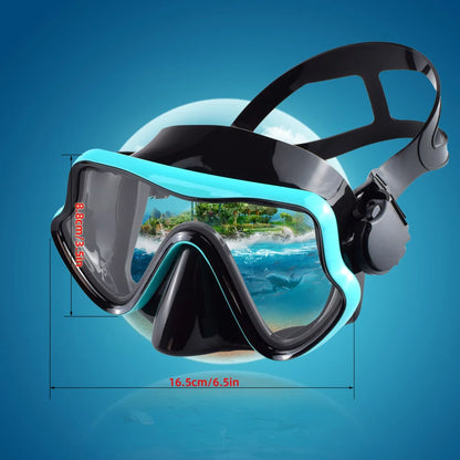 Scuba Diving Mask, Snorkel Set For Adults, Tempered Glass Professional Panoramic Snorkeling Gear, Swimming & Snorkeling Training Set
