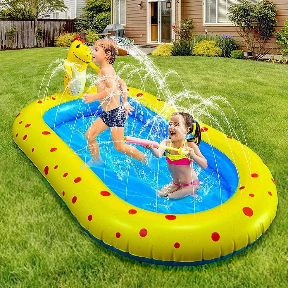 1.7m Inflatable Swimming Pool, Dinosaur Shape, PVC  Material, Outdoor Bath Lawn, Water Toy Inflatable Fountain