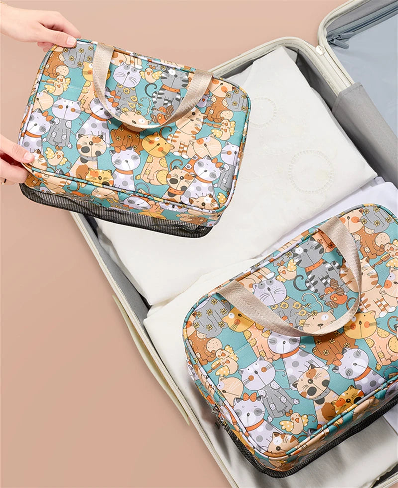 Wet-Dry Separation Cosmetic Bag Large Capacity Cartoon Makeup Case Portable Toiletry Kit Storage Bath Bag Travel Essentials
