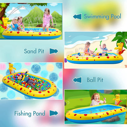 1.7m Inflatable Swimming Pool, Dinosaur Shape, PVC  Material, Outdoor Bath Lawn, Water Toy Inflatable Fountain