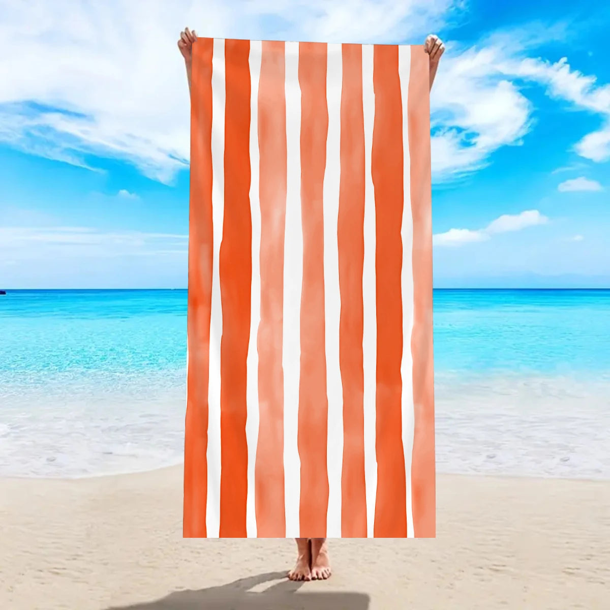 Fashionable Colorful Striped Beach Towel, Quick Drying Absorbent