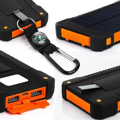 200000mAh Large Capacity Solar Power Bank Portable W/ Lanyard Compass External Battery Outdoor Charging Powerbank For Xiaomi