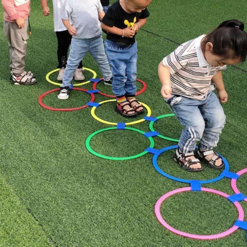 Jump Circle Rings Set, Kids Sensory Play Indoor / Outdoor, Sport Training and Entertainment Toy