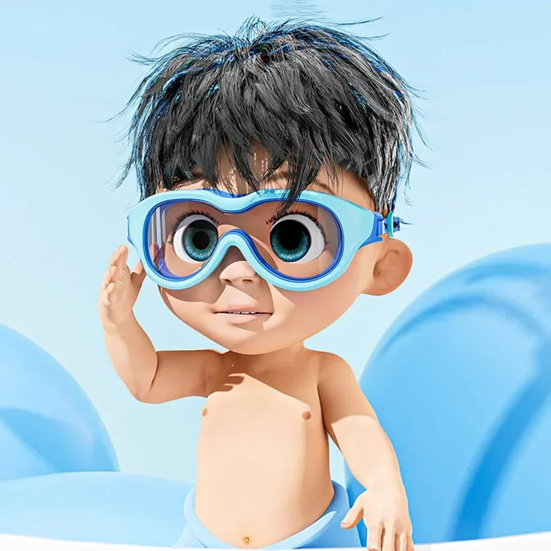 Children Swimming Goggles, Anti-fog, Large Frame Glasses, Comfortable Silicone