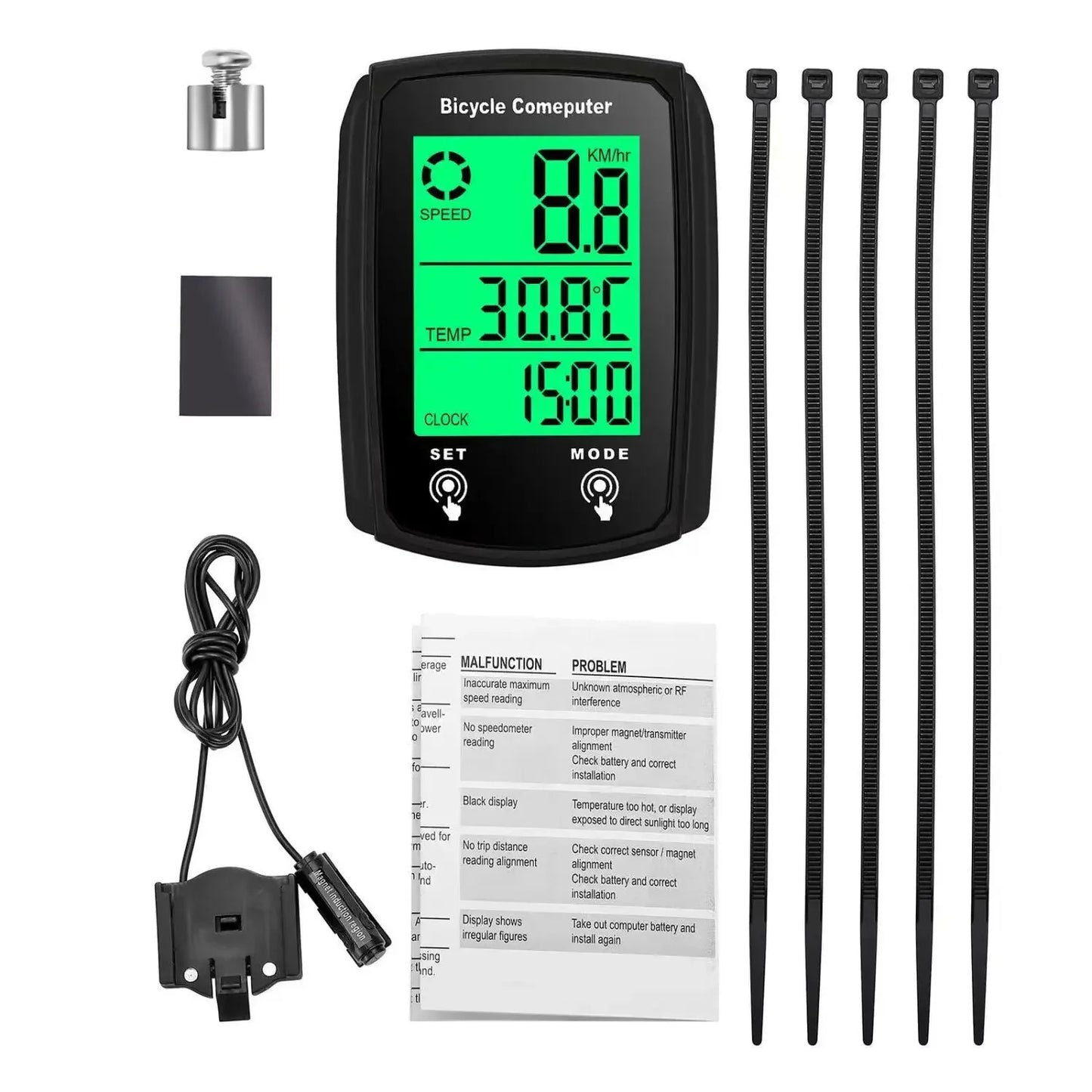 Wired Bike Computer 19 Functions Touch Bike Speedometer Odometer Waterproof Bicycle Computer with Backlight Bike Speedometer