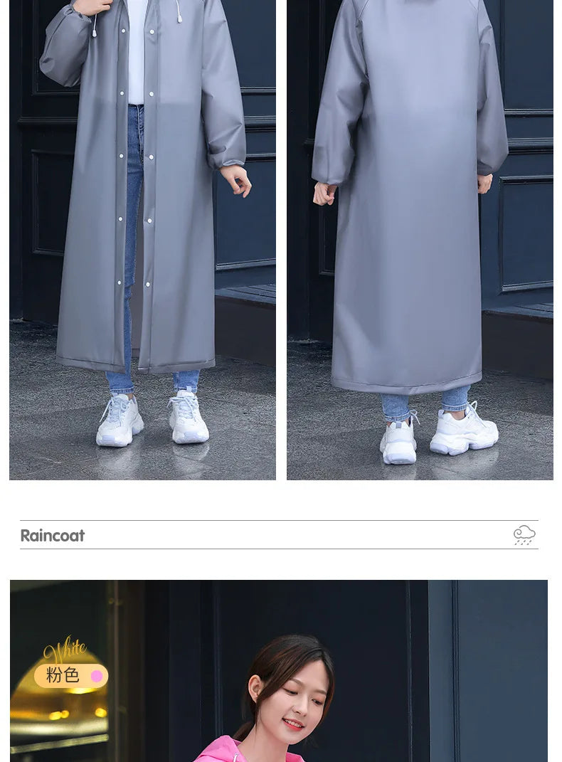 Adult Long Raincoats EVA Impermeable Waterproof Rain Coat Men Women Travel Hooded Beam Port Rain Poncho For Fishing Camping