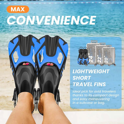 Adjustable Fins for Snorkeling, Diving, Open Heel Swimming Flippers