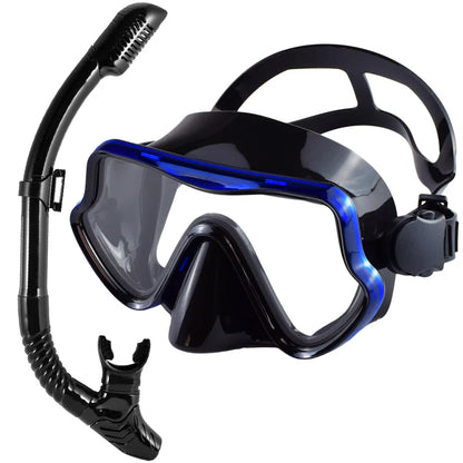 Scuba Diving Mask, Snorkel Set For Adults, Tempered Glass Professional Panoramic Snorkeling Gear, Swimming & Snorkeling Training Set