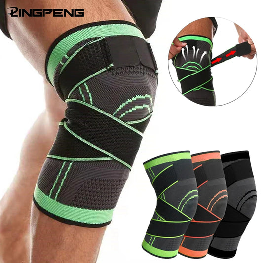 Knee Compression Sleeve with Adjustable Straps for Running / Working Out / Hiking / Sports