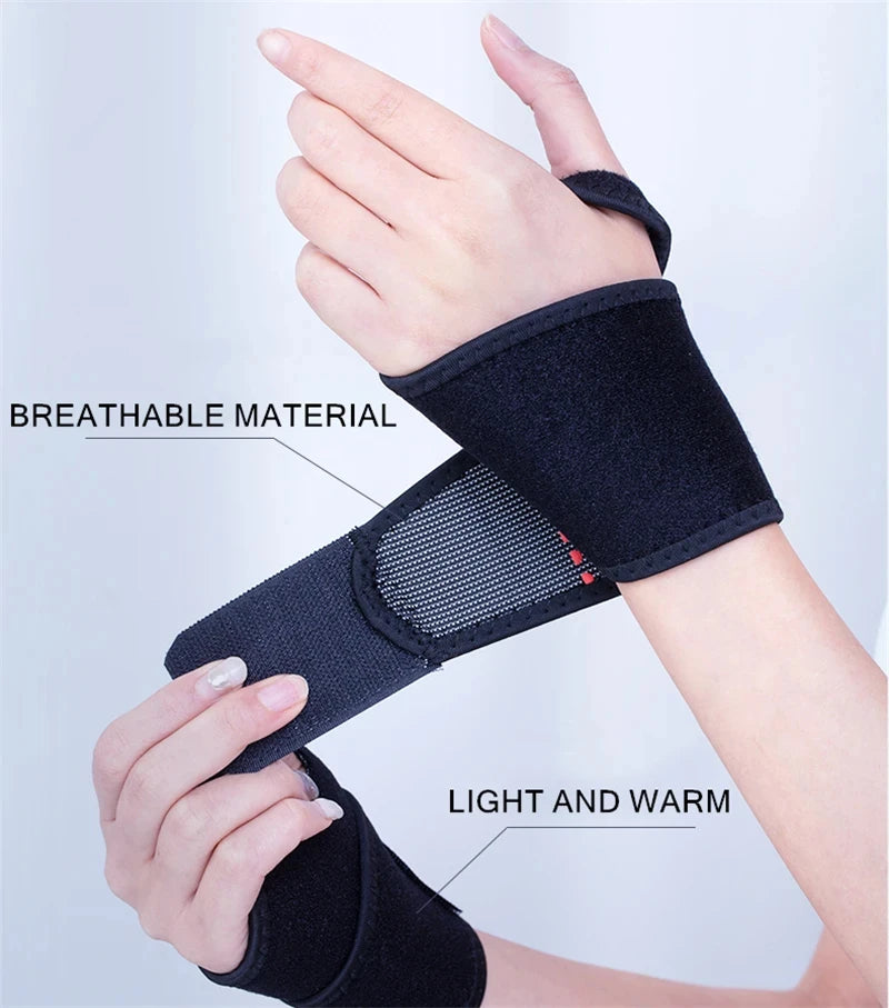 Self-Heating Wrist Band, Magnetic Therapy Support Brace Wrap, Heated Compression Belt