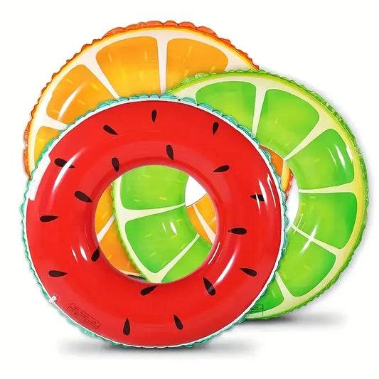 90 cm Inflatable Swimming Ring, Fruit Patterned, with Anti Leakage Valve, Thick PVC Material