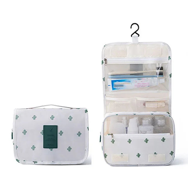 Polyester Hook Cosmetic Bag Women Makeup Bag High Capacity Toiletry Storage Pouch Travel Make Up Organizer Waterproof Beauty Bag
