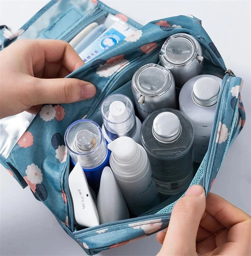 Polyester Hook Cosmetic Bag Women Makeup Bag High Capacity Toiletry Storage Pouch Travel Make Up Organizer Waterproof Beauty Bag