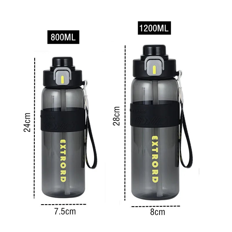 800ml / 1200ml Sports Water Bottle With Straw, BPA Free, Durable, for Gym, Fitness, Outdoor Sports