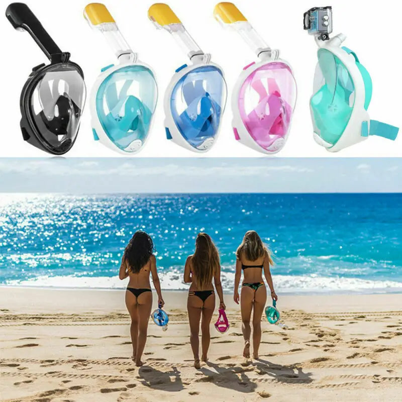 Full Face Diving Mask, Snorkeling Anti Fog, Swimming and Scuba Diving Respirator Mask Safe Breath for Kids & Adults