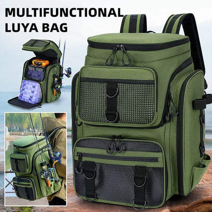 50L Fishing Bag with Rod Holders Chest Bag Fish Tackle Lure Organizer Storage Backpack Outdoor Camping Hiking Large Bagpack