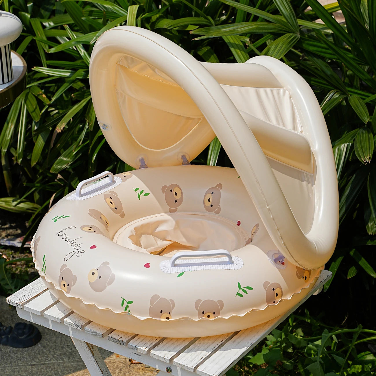 Bear & Rabbit Canopy Arm Float - Thickened Inflatable Pool Float for Summer, Beach & Pool Parties