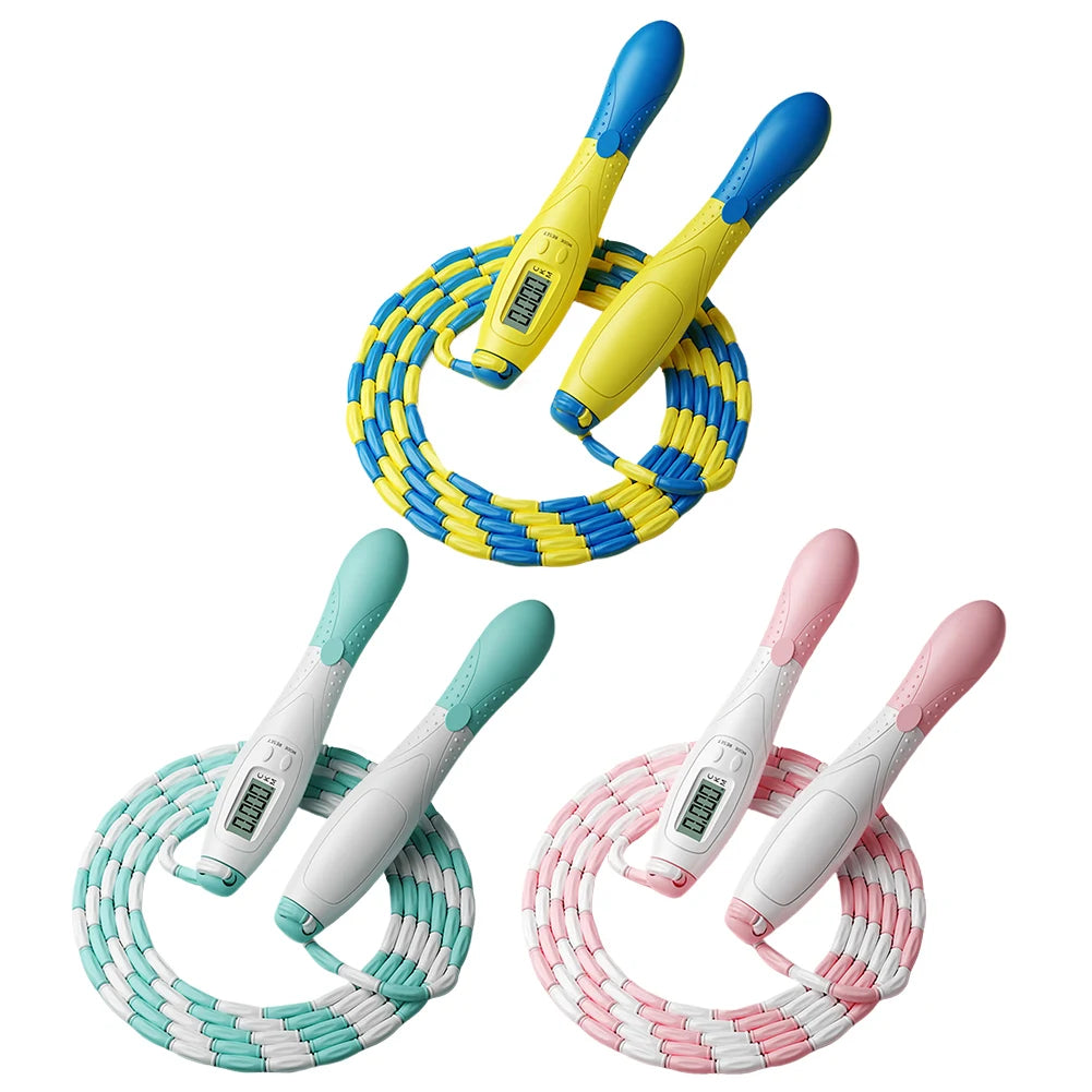 Jump Rope Plastic Segmented, Soft Beaded Skipping Rope, Adjustable Length for Kids & Adults