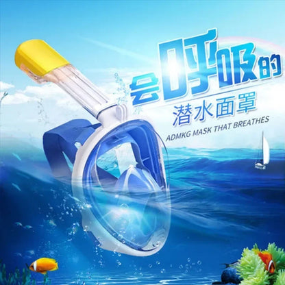 Full Face Diving Mask, Snorkeling Anti Fog, Swimming and Scuba Diving Respirator Mask Safe Breath for Kids & Adults
