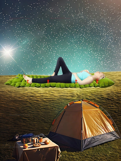Outdoor camping mattress with built-in pump Ultralight thickened sleeping pad inflatable pillow for hiking picnic trips