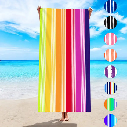 Fashionable Colorful Striped Beach Towel, Quick Drying Absorbent