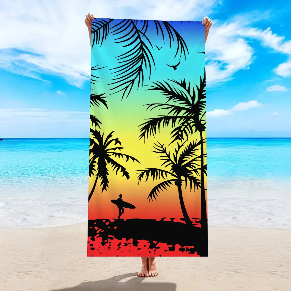 Beach Tropical Printed Design Towel, Quick Drying Absorbent
