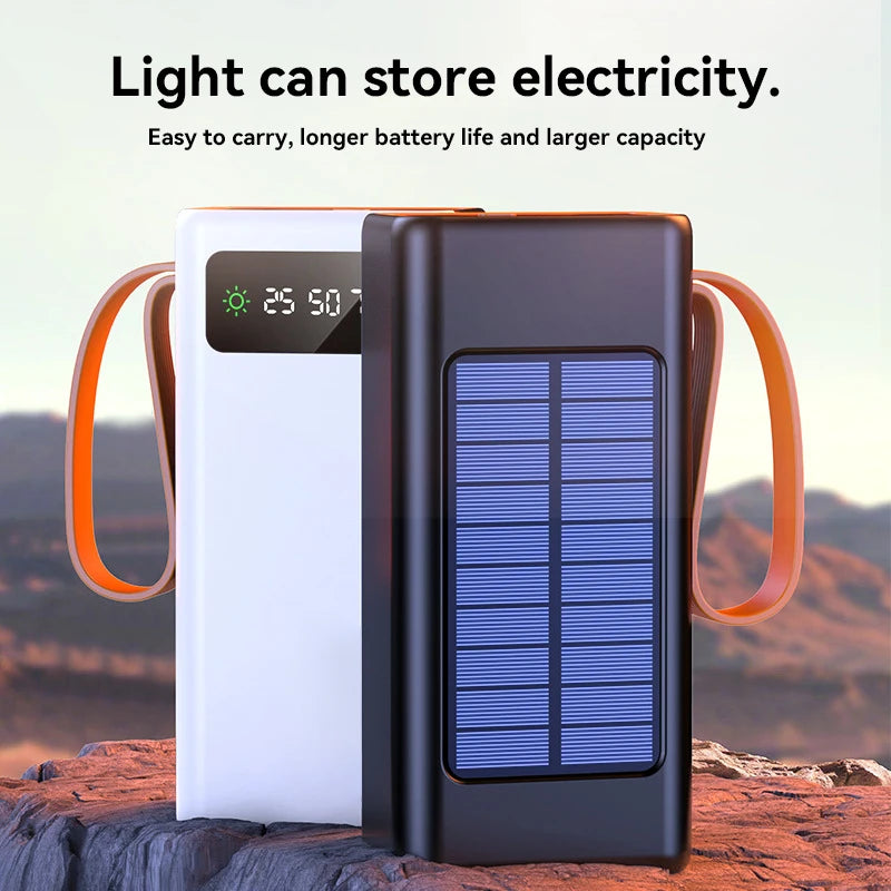 Xiaomi 100000mAh Solar Panel Power Bank Fast charging Comes with Four Wire External Battery Pack with Flashlight For Outdoors ﻿